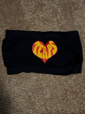 NWOT Black Bandeau Crop Top with Teros Graphic